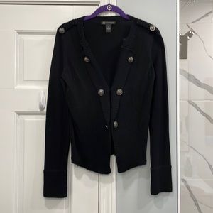 INC International Concepts Black Military-Style Sweater